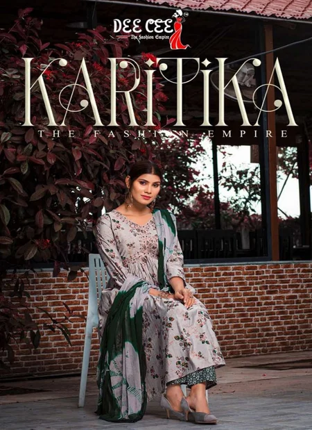 Karitika By Deecee Chanderi Printed Alia Cut Kurti With Bottom Dupatta